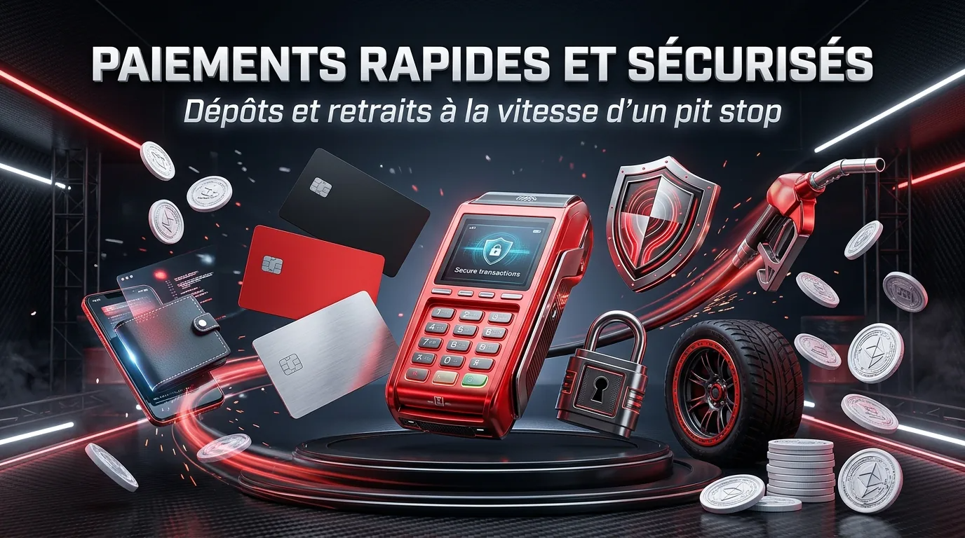 terminal de paiement rouge cartes et pneu pour les paiements de spinformula casino