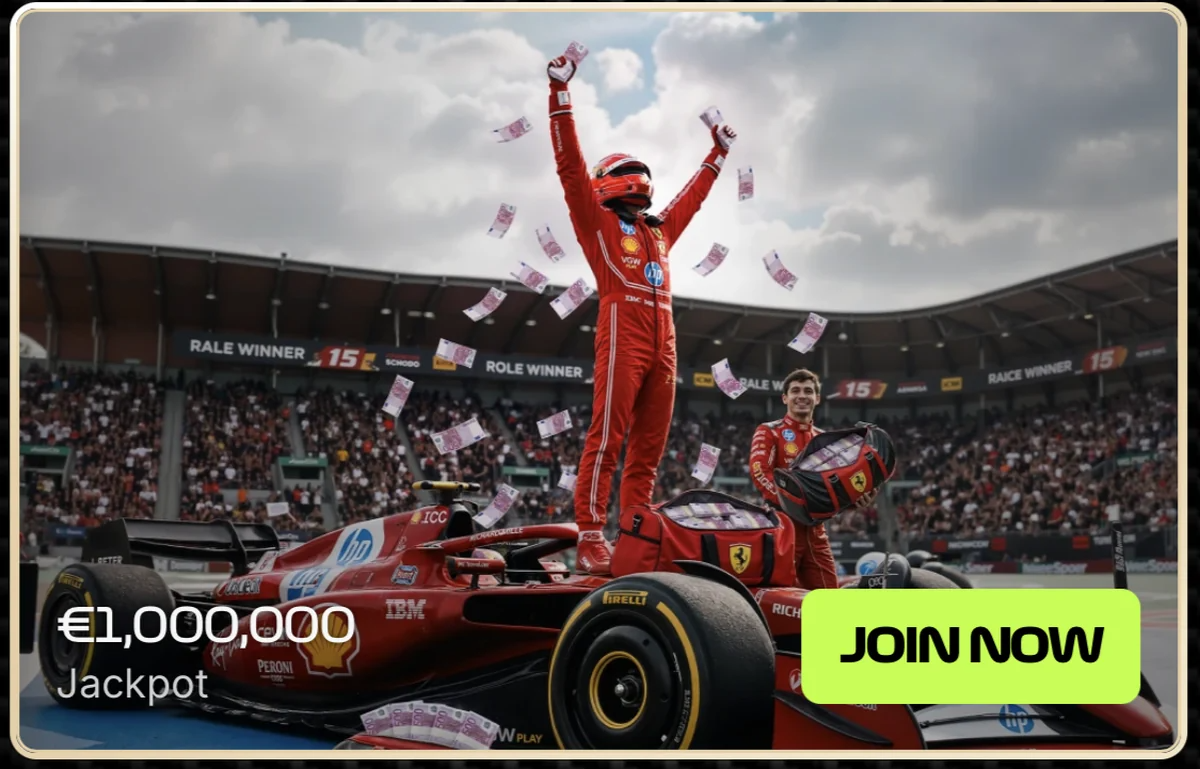 spinformula jackpot de 1 000 000 avec un pilote qui fete sa victoire